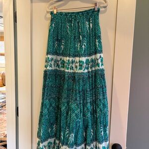 Chic Teal Floral Maxi Skirt